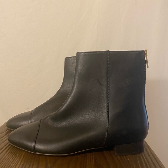 J.crew Cap Toe Ankle Boots Black Leather Size 7 - Picture 1 of 7